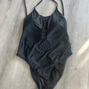 Xhilaration Black Swimsuit with Halter Neck